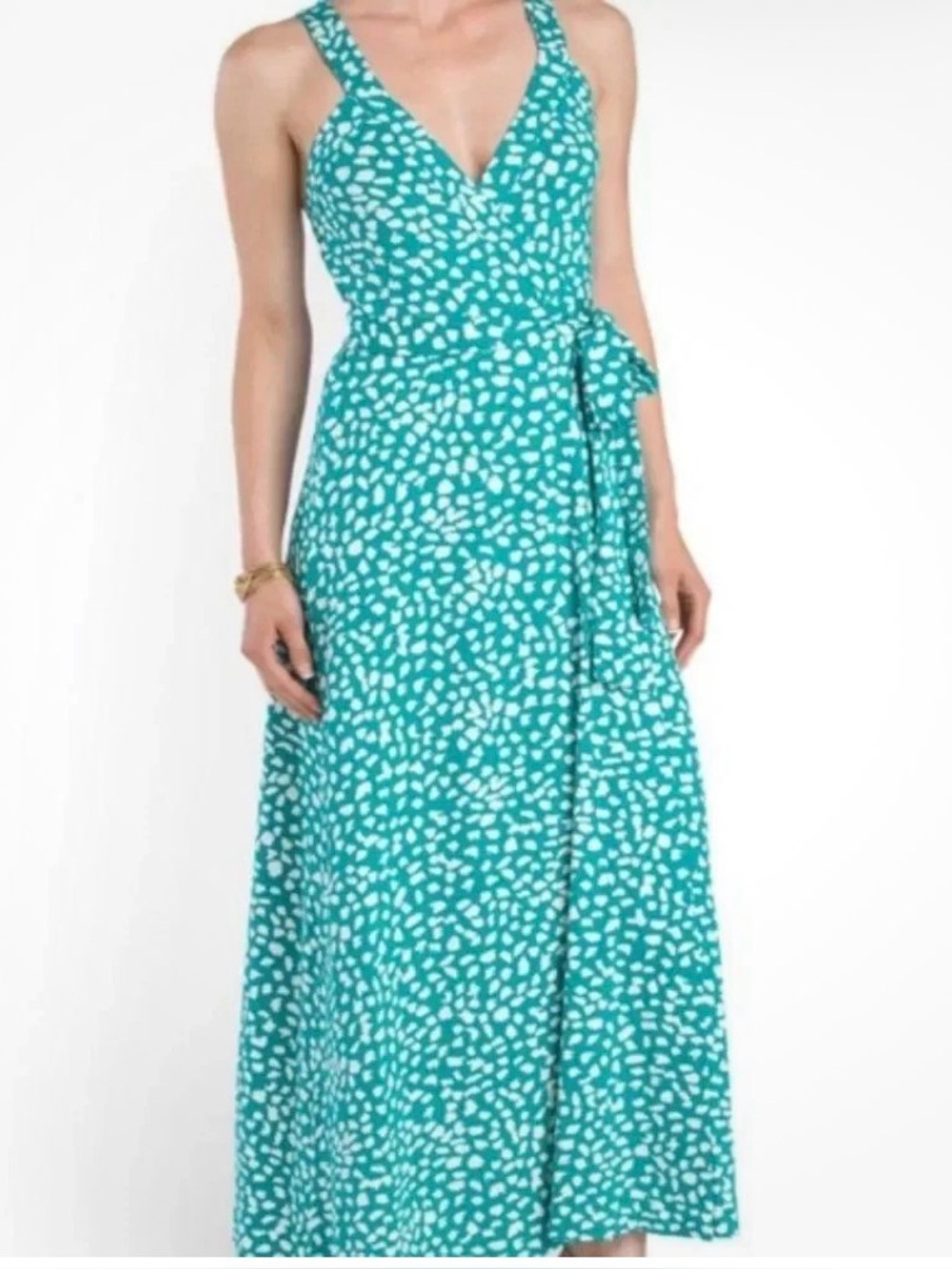 Diane Von Furstenberg DVF Samson Leopard Leaves Parakeet Print Wrap Dress Size 2